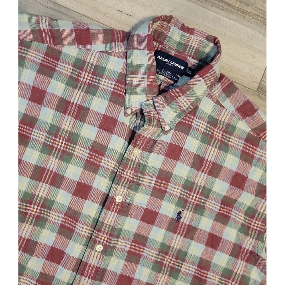 Ralph Lauren Golf Tilde Flannel Shirt Mens XL Plaid Long Sleeve Button Down
